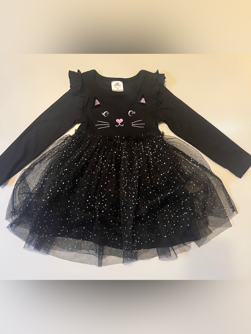 Girls Halloween 🎃 Black Cat Tulle Dress with Sparkle Accents